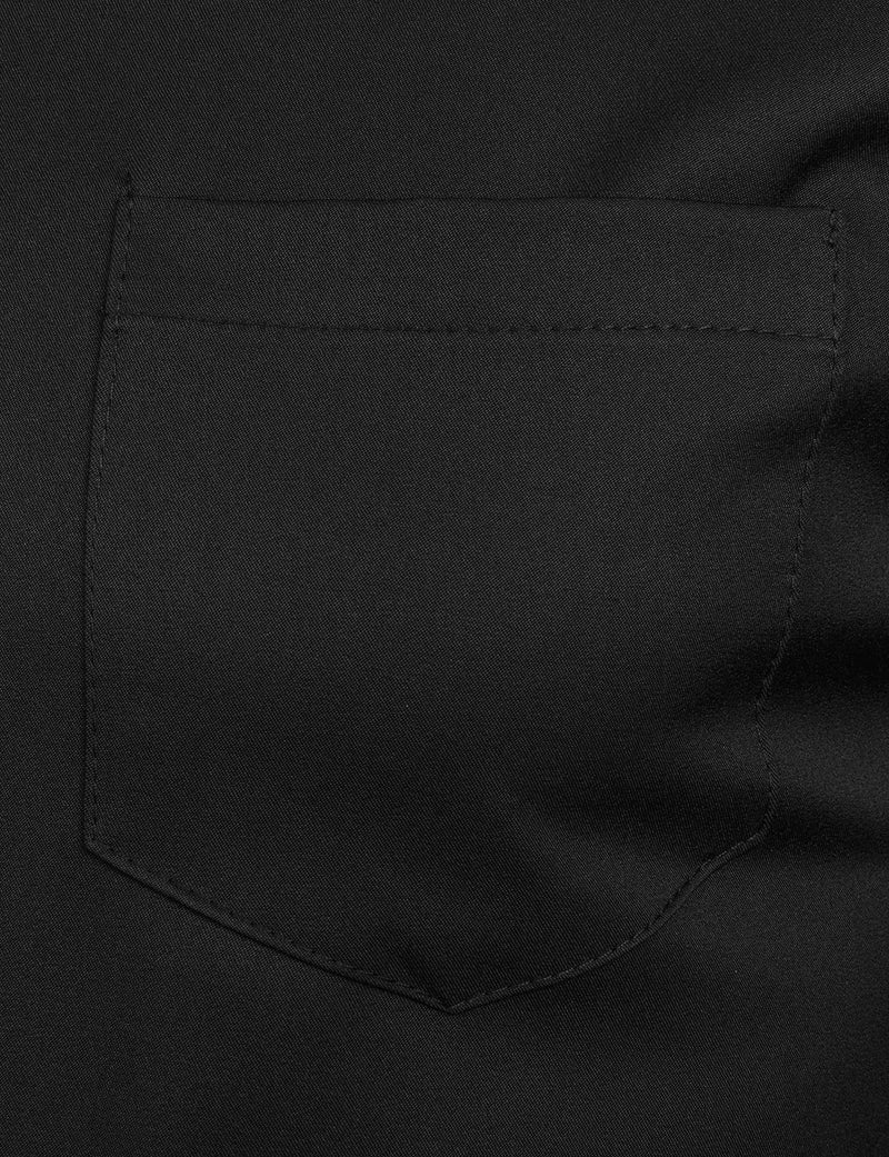 ZEROYAA Men's Banded Collar Slim Fit Long Sleeve Casual Button Down Dress Shirts with Pocket ZLCL09 Black Large - Image 4